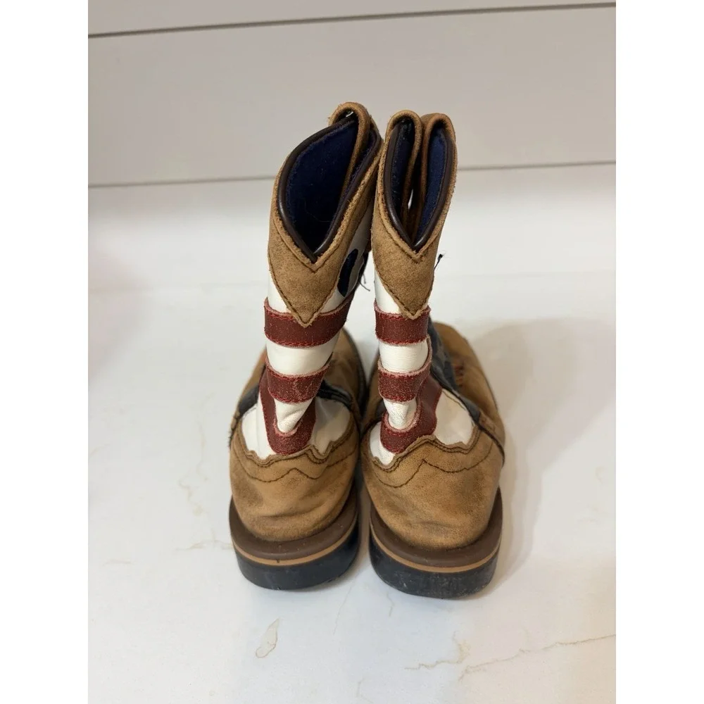 Smoky Mountain Boys Leather USA Flag Western Boots Broad Square Toe 10.5 3880 C
